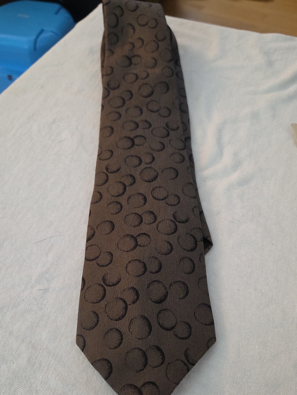 Paul Smith Brown Silk Tie with Raised Circle Motif